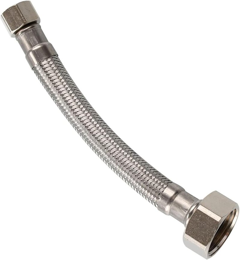 Biveah Toilet Connector Hose, Stainless Steel Braided Toilet Supply Line 3/8" Female Thread x 1/2" Female Straight Thread, 12 Inch, KGS003 - Image 1